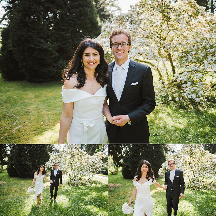Brautpaar und Frühlingskulissen im Schlosspark